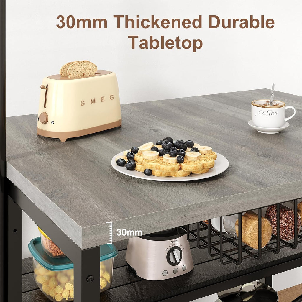 Jocoevol Kitchen Island with Storage, Bakers Rack, Island Table, 42*27.5*71, Grey