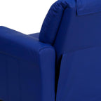 EMMA + OLIVER Blue Vinyl Kids Recliner with Cup Holder and Headrest