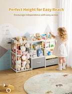 Twinkoo Kids Bookshelf and Toy Storage, Large 3 Tier Book Shelf for Kids Rooms, Sling Baby Bookcase with Stuffed Animal Storage, Toddler Montessori Bookshelf (Grey, 3 Column)
