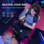 GTPLAYER Gaming Chair with Footrest, Ergonomic Computer Game Desk Chair, Reclining Game Chair Seat Height Adjustment, Swivel Rocker with Headrest and Lumbar (Grey)