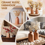 Maxdot Set of 6 Small Ceramic Rustic Vase 5" Modern Farmhouse Neutral Decorative Vase for Pampas Grass Bouquet & Dried Flowers Table Living Room Home Bedroom Boho Style Decor(Brown)