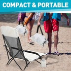Menkxi 4 Pack Low Beach Chairs for Adults, Portable Folding Sand Chairs with Cup Holder and Carry Bag, Lightweight High Back Camping Chair for Beach Trips, Concerts, BBQ, Lawn, Outdoor (Light Grey)