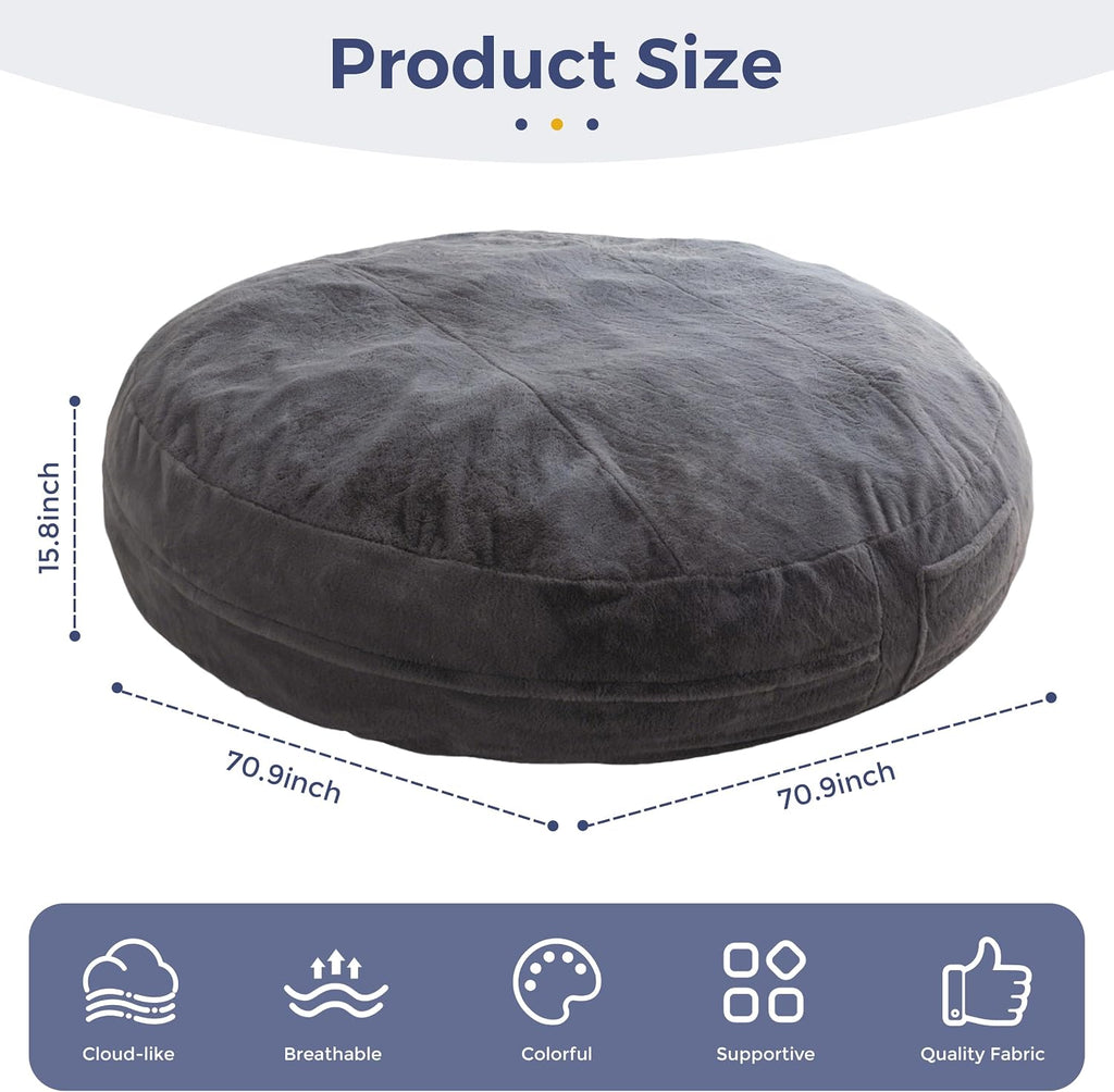 MAXYOYO Bean Bag Chair for Adults, Large 6 ft Bean Bag Chair with Foam Filling, Ultra Soft Fur Lazy Sofa for Living Room Bedroom, Machine Washable Cover