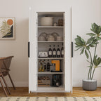 62.99" Freestanding Kitchen Pantry Cabinet, Multifunctional Storage Buffet with Shelves & Doors, Versatile Pantry Organizer for Kitchen, Dining Room or Living Room, Particle Board Construction, White