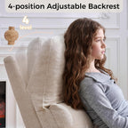 Swivel Rocker Recliner, Manual Swivel Glider Nursery Recliner Chair with Adjustable Headrest and Lumbar Support, Rocking Recling Chairs for Small Space, Living Room, Bedroom, Chenille Camel