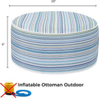 FUNHOME Inflatable Ottoman Stool D20xH9,Portable Round Pouf for Indoor/Outdoor Use,Foot Rest or Seating for Kids&Adults,Ideal for Camping or Home(Blue Stripe)
