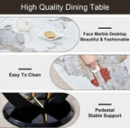 JUFU 48 Inch Round Dining Table for 4 to 6, Faux Marble Look, Modern Circle Kitchen Furniture with Stable Pedestal Base for Apartment, Dining Room, Living Room, Restaurant