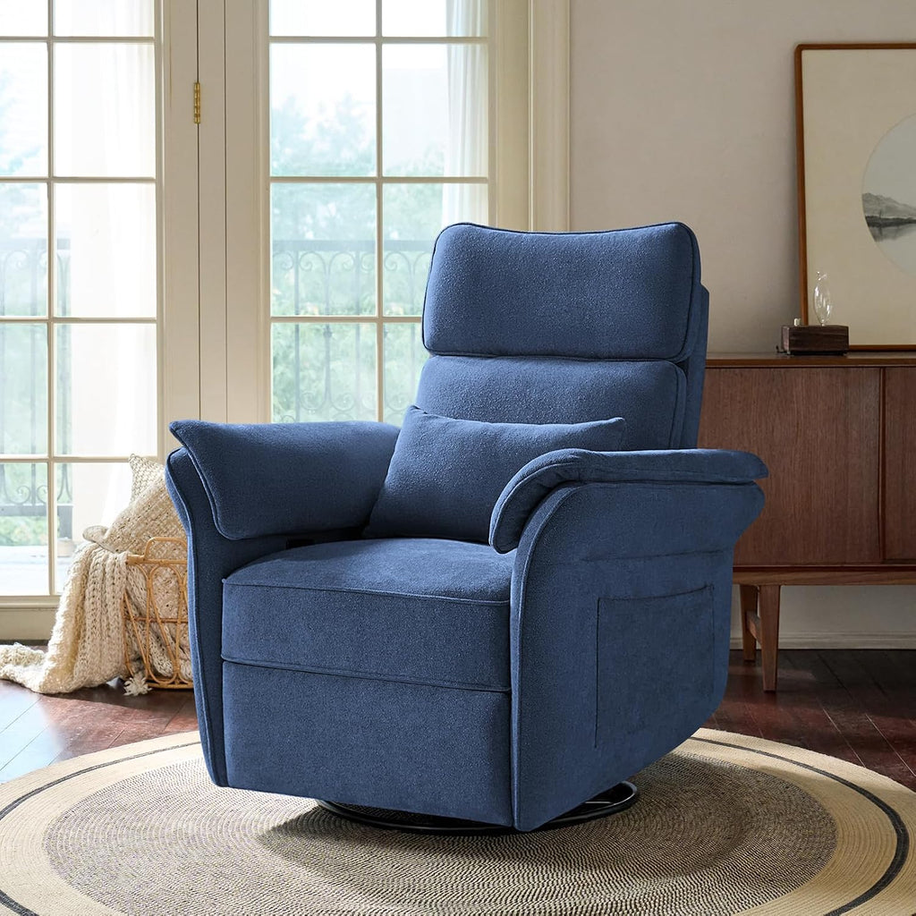 Modern Power Swivel Rocker Recliner Chair with USB Port and Storage Bags, Nursery Glider Recliner with Adjustable Headrest and Armrests, , GREENGARD, FSC, CertiPUR-US® Certified, White