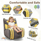 Kids Sofa Chair, Superhero-Inspired Gaming Lounge Seat with High-Density Foam, A Soft Fabric Modular Chair for Playroom, Bedroom, Reading Corner, Grey with Yellow Accents