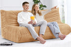 Bean Bag Chair,Giant Beanbag Chairs for Adults,Comfy Large Fireside Chair Lazy Sofa,Corduroy Bean Bag Lounger with Memory Foam Filled,Floor Sofa Couch for Home,Living Room (Khaki, 3-Seater)