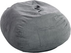 Bean Bag Chair with Corduroy Cover and Memory Foam Filled for Teens and Kids, Small Comfy Fluffy Floor Chair for Living Room Bedroom (Gray, 2.5FT)