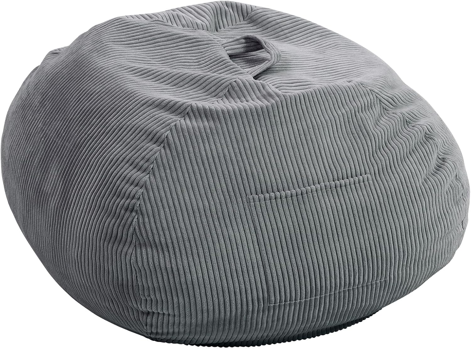 Bean Bag Chair with Corduroy Cover and Memory Foam Filled for Teens and Kids, Small Comfy Fluffy Floor Chair for Living Room Bedroom (Gray, 2.5FT)
