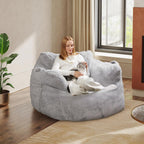 WLIVE 43'' Giant Bean Bag Chair, Bean Bag Sofa with Armrests for Adults, Bean Bag Couch with High-Density Memory Foam for Livingroom, Bedroom, Grey