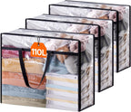 Lifewit 3 Pack Clear Clothes Storage Bags, 110L Plastic Blanket Storage Bag, Vinyl Foldable Moving Bags with Zipper, Closet Organizers and Storage Containers for Bedding, Duvet, Comforter