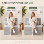 Folding Sofa Bed, Convertible Sleeper Chair with Pillow, Foldable Mattress & Back Support, Portable Floor Lounger Futon for Apartment, Dorm, Living Room, Bedroom, Gray
