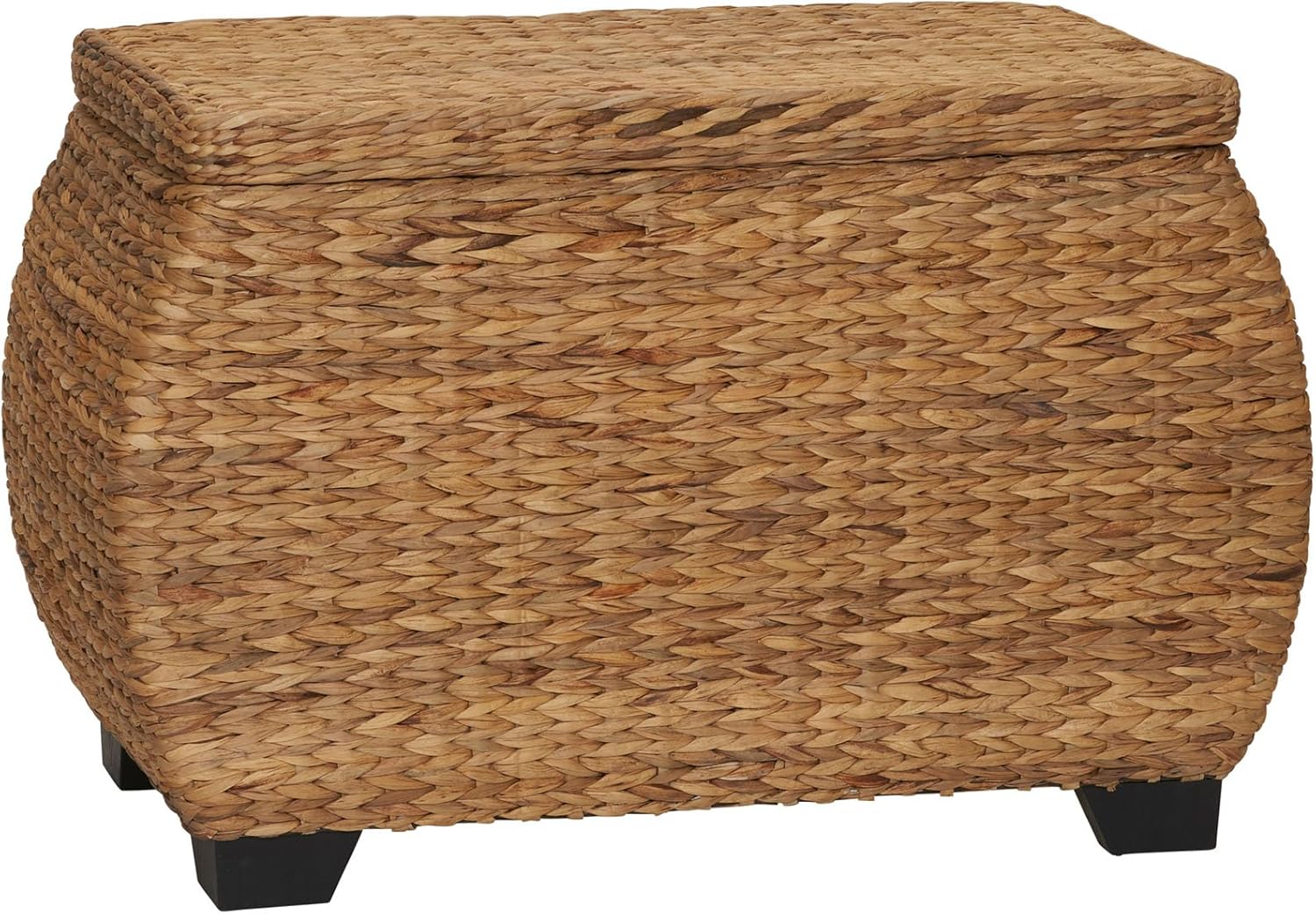 Household Essentials Large Curved Wicker Storage Chest with Liner | Water Hyacinth, Natural