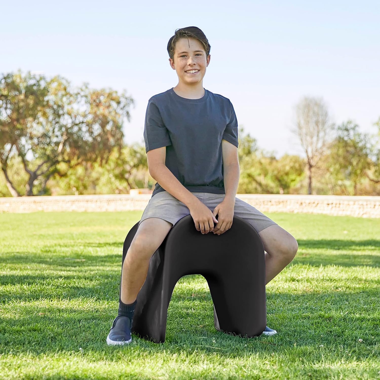 ECR4Kids Wave Seat Perch Stool, 18in - 19.6in Seat Height, Flexible Seating, Black