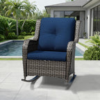 Joyside Outdoor Rocking Chair, Wicker Patio Furniture with High Back, Deep Seating, Wide Armrest, Thickened Cushions, Outdoor Rattan Furniture for Deck, Porch Use
