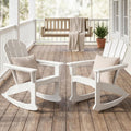 SERWALL Outdoor HDPE Adirondack Rocking Chairs Set of 2 with Pillows, White