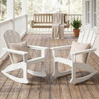 SERWALL Outdoor HDPE Adirondack Rocking Chairs Set of 2 with Pillows, White