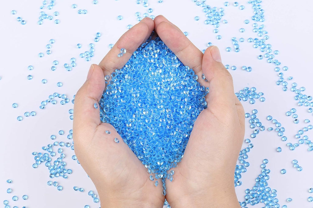 10000 pcs/Pack Wedding Table Scatter Confetti Crystals Acrylic Diamonds Vase Fillers 4.5 mm Rhinestones for Wedding, Bridal Shower, Vase Beads Decorations (Light Blue)