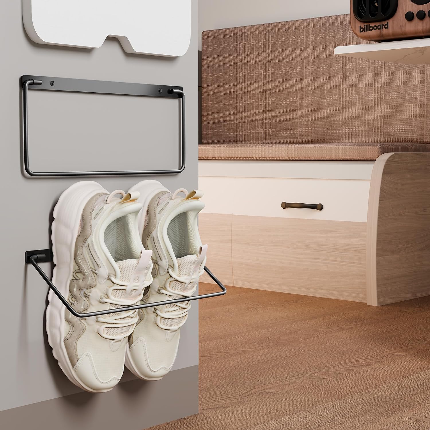 Foldable RV Shoe Rack - Wall Mounted Shoe Storage, Car Shoe Holder Space Saver, Hanging Shoe Organizer for Various Shoes in Camping RV Travel, 2 Pack.