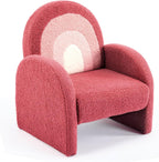 JOYMOR Kids Sofa, Toddler Armchair with Full Teddy Fleece Coverage, Ultra-Soft & Plush, Sturdy Base for Boys and Girls, Red
