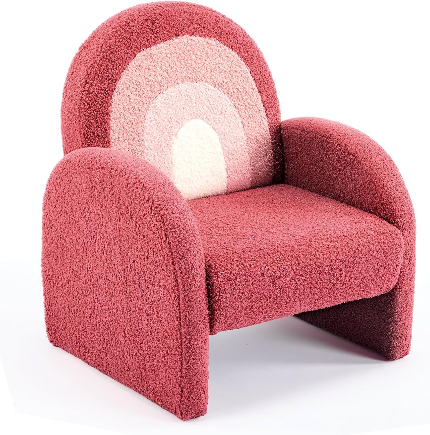 JOYMOR Kids Sofa, Toddler Armchair with Full Teddy Fleece Coverage, Ultra-Soft & Plush, Sturdy Base for Boys and Girls, Red