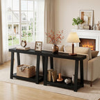 Black Console Table, 43.5 Inch Narrow Black Entryway Table with 2-Tier Storage, 500lbs Heavy Duty Sofa Table Behind Couch, Hallway Entry Table for Small Spaces, Living Room & Foyer