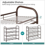 SONGMICS Stackable Shoe Rack, 4 Tier Metal Shoes Rack Storage Shelf, Holds up to 16 Pairs Shoes, Adjustable Slanted Shelves Tower Organizer for Closet Entryway Small Spaces, Bronze