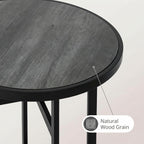Round Wood Bar Table & Counter Height Table Industrial Metal Bistro Pub Table for Kitchen, Indoor Outdoor Patio, Small Spaces