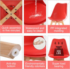 LSSBOUGHT Mid Century Modern Dining Chairs,Shell Lounge Plastic Side Chair with Soft Padded and Wooden Legs for Dining Room Living Room Bedroom Kitchen Set of 2 (red)