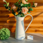 Hosley Metal Pitcher Vase, Farmhouse Rustic Watering Can Flower Jug, Vintage Shabby Chic Milk Jug Vase,10''H for Floral Arrangements