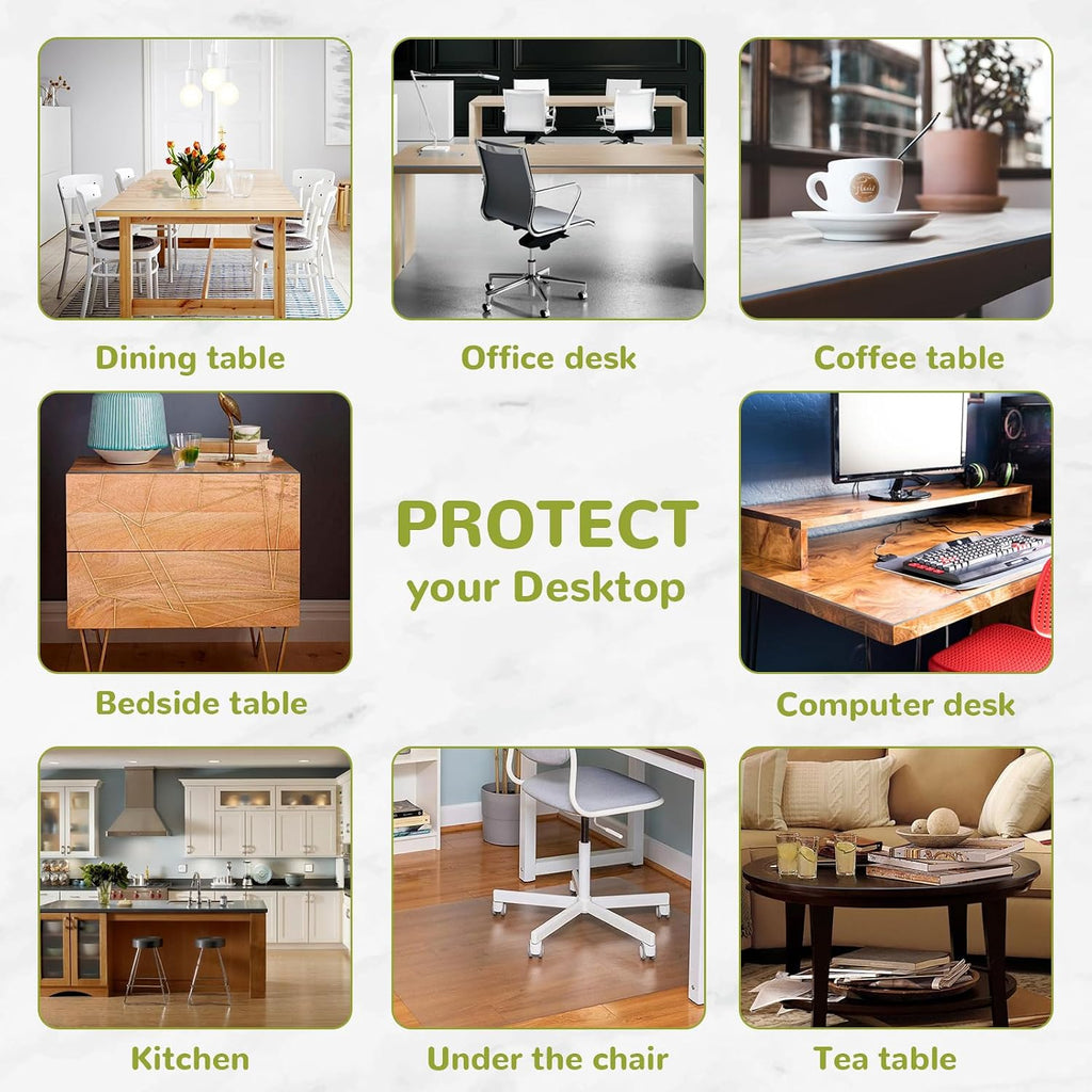 14 x 24 Inch Clear Table Cover Protector, Clear Desk Mat, Table Protector, 1.5mm Plastic Table Cover, Vinyl Table Protector, Mats on Top of Desks