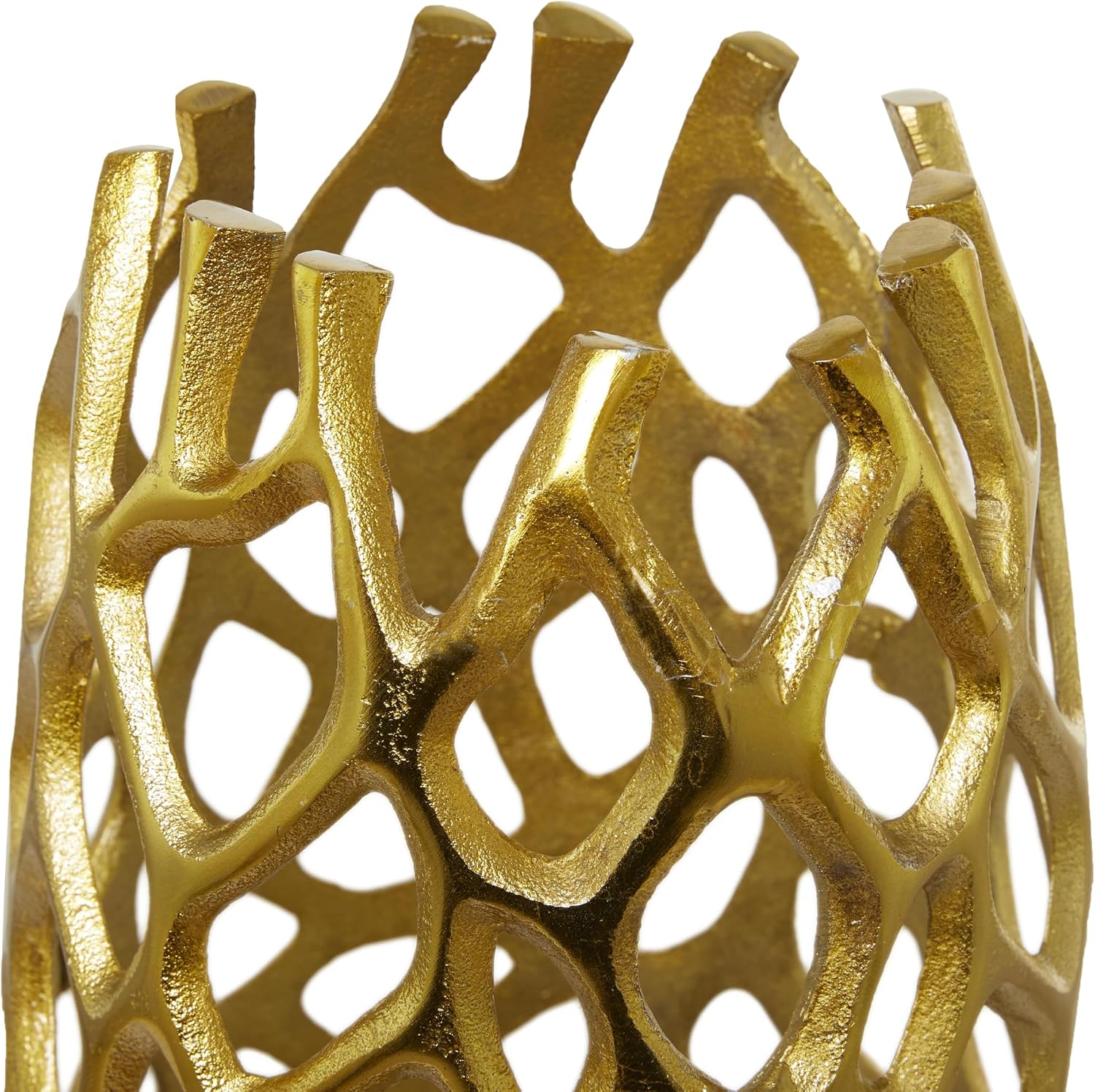 Deco 79 Aluminum Metal Coral Decorative Vase Centerpiece Vase, Vase for Home Decoration 10" x 10" x 45", Gold
