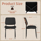 AODAILIHB Mid Century Modern Kitchen Chairs Set of 2, PU Leather Upholstered Dining Chairs with Walnut Bentwood Back, Sturdy Metal Legs & Adjustable Feet, Black