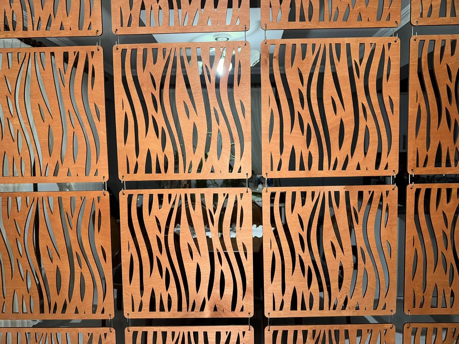 Hanging Wood Divider Panels, Teak Finish, 12 Pack