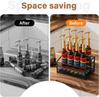 kimilus Coffee Syrup Rack Organizer, 3-Tier 8 Bottle Syrup Rack with 35 K Cup Drawer for Coffee Bar, Countertop Bottle Holder Stand for Dressing for Kitchen Cafe Station
