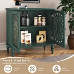 ARTPOWER Accent Cabinet with 2 Doors, Vintage Carved Wood Storage Cabinet, Sideboard Buffet Cabinet with Storage Credenza for Living Room, Kitchen, Dining Room, Entryway, Hallway, Green