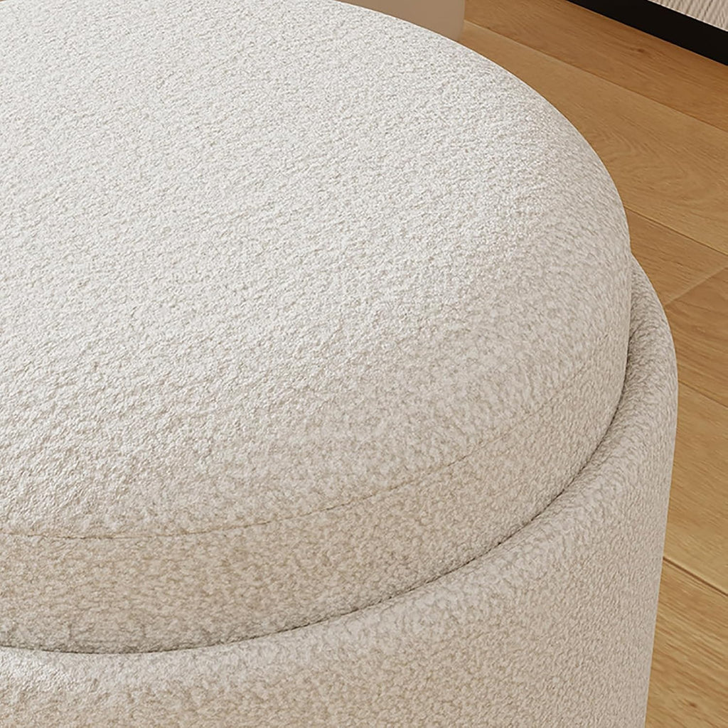 Modern Round Ottoman with Soft Padded Seat, Multifunctional Vanity Chairs for Makeup, Upholstered Footrest Stool Ottoman Foot Stool for Living Room Bedroom (A,C)
