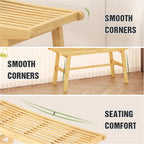 Bamboo Dining Bench Indoor Long Bench Sturdy & Comfortable Indoor Storage Bench Durable Slat Woven Design Modern Entryway Seating for Hallway (Nature, 1 Tier)