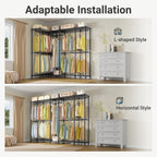 VIPEK V50 Basic Expandable Clothes Rack, Heavy Duty Closet System, Black | Freestanding, 5 hanging rods (2 extendable), 6 wire shelves, for Bedroom or Walk-in/Reach-in closet storage, 1200 lb Capacity