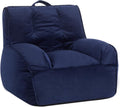 Heritage Kids Pod Square Back Kids Bean Bag Chair, Soft Plush Lounge Seat for Bedroom or Playroom, Navy