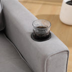 Convertible Sofa Bed, Folding Loveseat Sleeper Sofa Bed with Pillows,Fold Out Floor Couch with Cup Holder, Fabric Pull Out Sleeper Couch Bed for Living Room, Bedroom Lounge, Light Gary