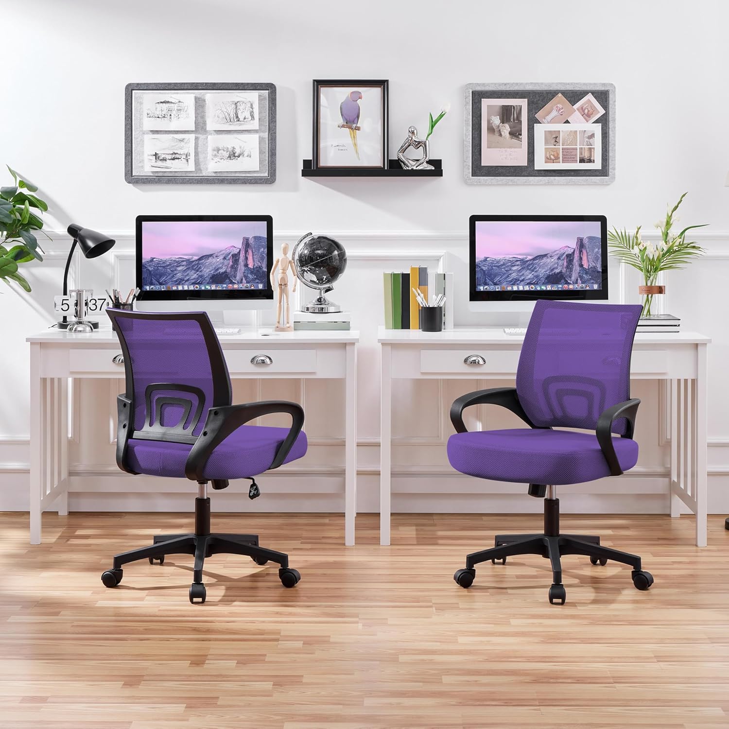 Topeakmart Executive Office Desk Chair Ergonomic Mesh Back Office Chair Adjustable Work Chair with Lumbar Support and Swivel Rolling Wheels for Home Office Conferecne Roon and Study, Purple
