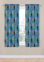 Jay Franco Kids Window Drapes - 4 Piece Curtain Set Includes 2 Tiebacks, Beautiful Bedding Room Décor and Easy Set Up, Blue - Minecraft, 63 Inch