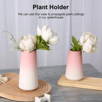 Pink Vase, Small Ceramic Vase, 8 inch Tall Vases for Flowers Pampas Grass Bud Roses Living Room Entry Table Bathroom Home Decor, Modern Style(Pink)
