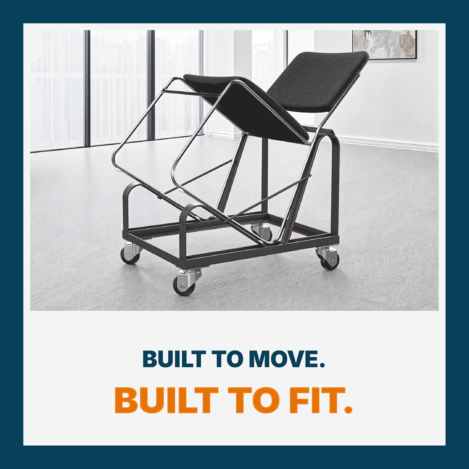 OEF Furnishings OEFDY86 Stack Chair Dolly, Heavy Duty Steel Cart (Vertical Cradle, Fits OEF8600 Series and Similar Sized Stack Chairs, 1100 lb Weight Capacity, Swivel Casters)