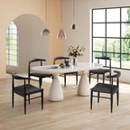 Yaheetech Dining Chairs Set of 6 Mid Century Modern Leather Dining Room Chairs with Armless Backrest & Metal Legs for Kitchen, Living Room, Black