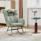 Rocking Chair Nursery Teddy, Upholstered Baby Fluffy Glider Rocker for Adults Small Spaces Indoor,Nursing Chairs for Living Room, Bedroom,Green